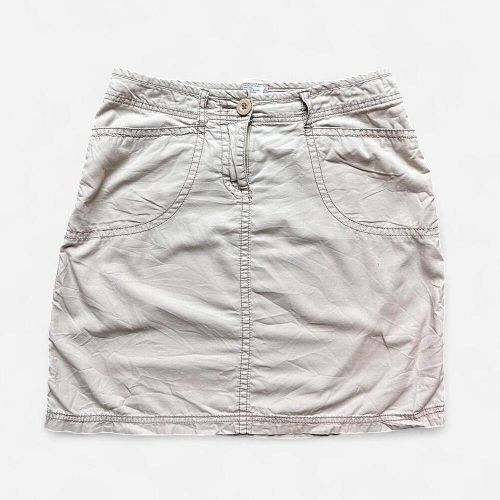 Vintage Faded Glory Tan Cotton Mini Skirt Cargo Style Utility Y2K Pockets - 6